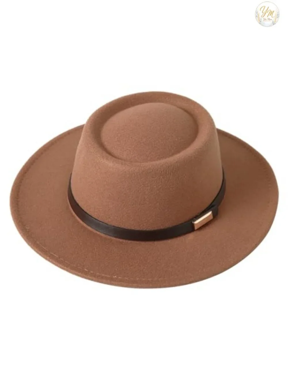Vintage Wool Wide Brim Fedora Hat with Belt Buckle, Adjustable